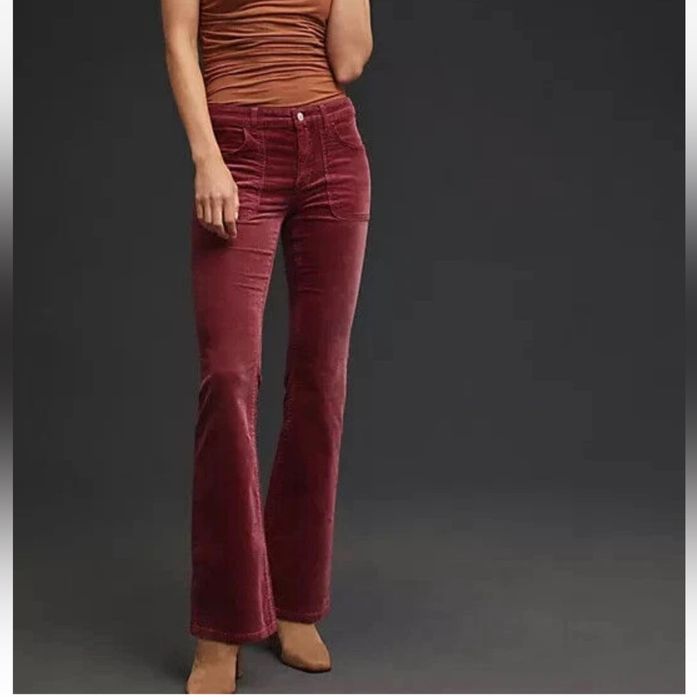 Anthropologie Pilcro Icon Flare Corduroy Pants Jeans Flared Wine size 28 - Picture 3 of 14